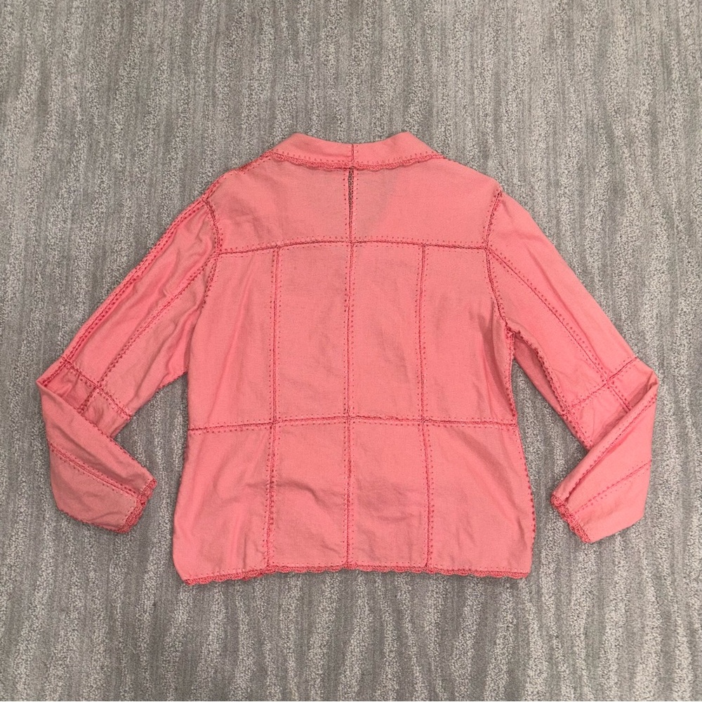 Vtg Unbranded Pink Patchwork Button Up Jacket Emb… - image 5